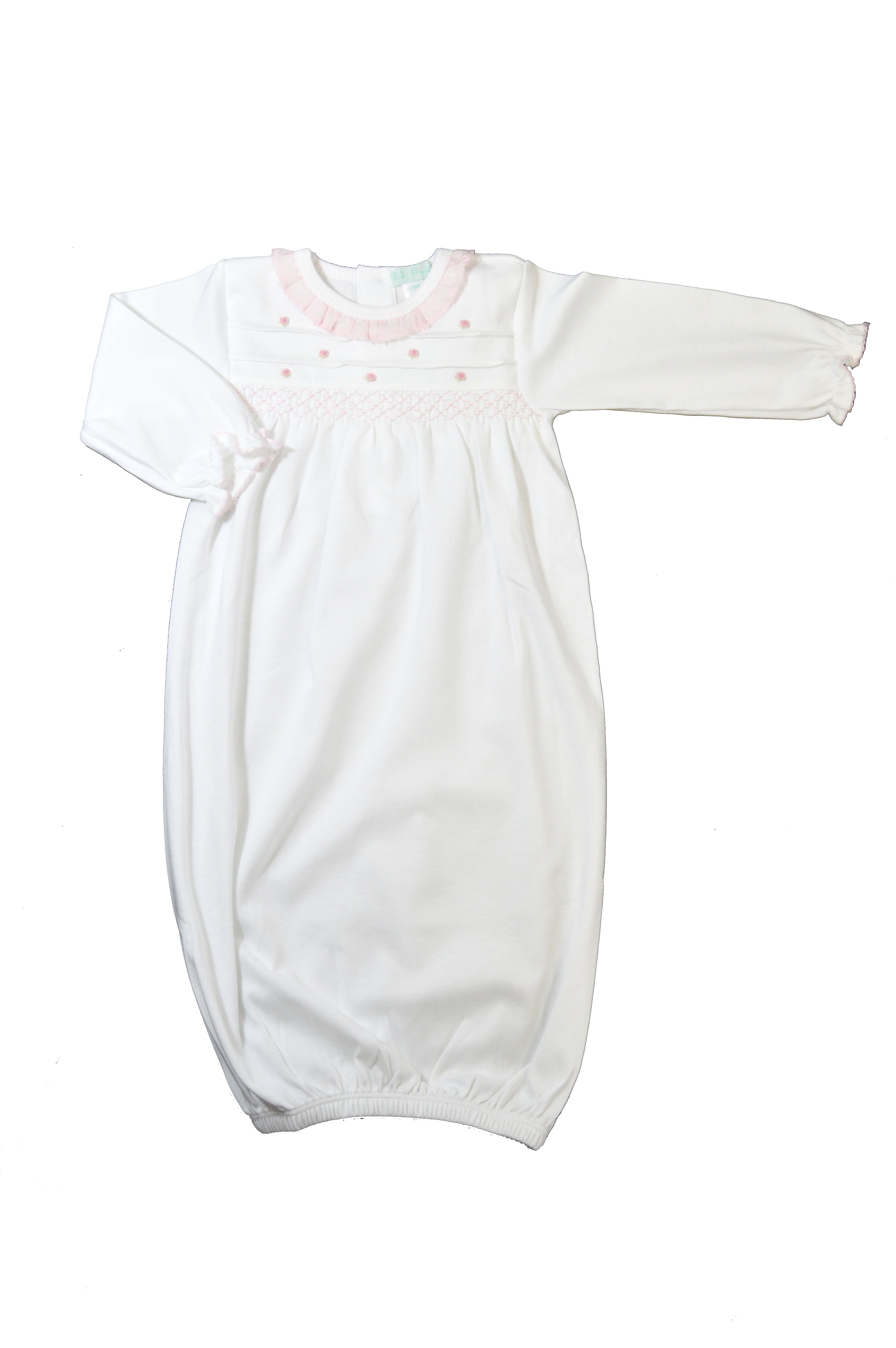 Rose Buds White with pink rose buds Girl Daygown