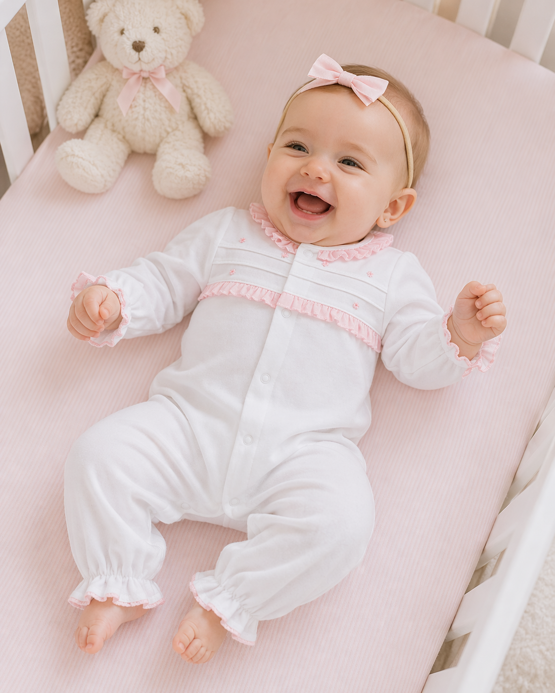 Baby Girl's White Rosebuds Converter - Little Threads Inc. Children's Clothing