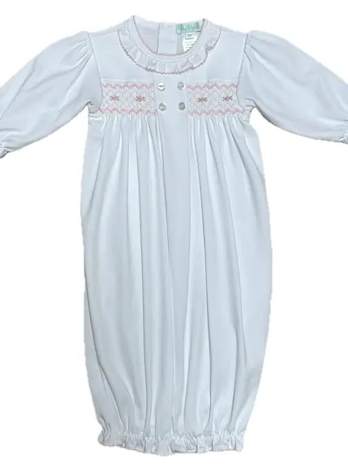 Hand Smocked Gown 100% Pima Celine & Tom Collection - Little Threads Inc. Children's Clothing