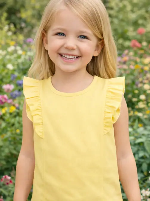 Positano Collection Yellow Girl's Pima Top - Little Threads Inc. Children's Clothing