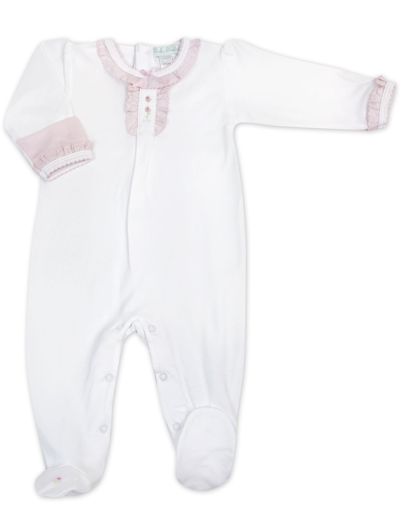 Rose Clusters White Baby Girl Footie - Little Threads Inc. Children's Clothing
