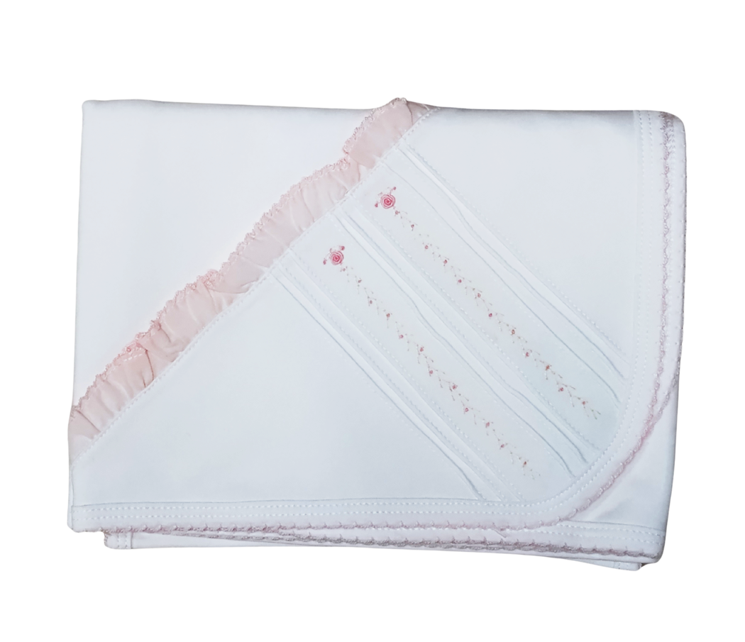 Baby Girl's Heirloom Rosevine Embroidered Blanket