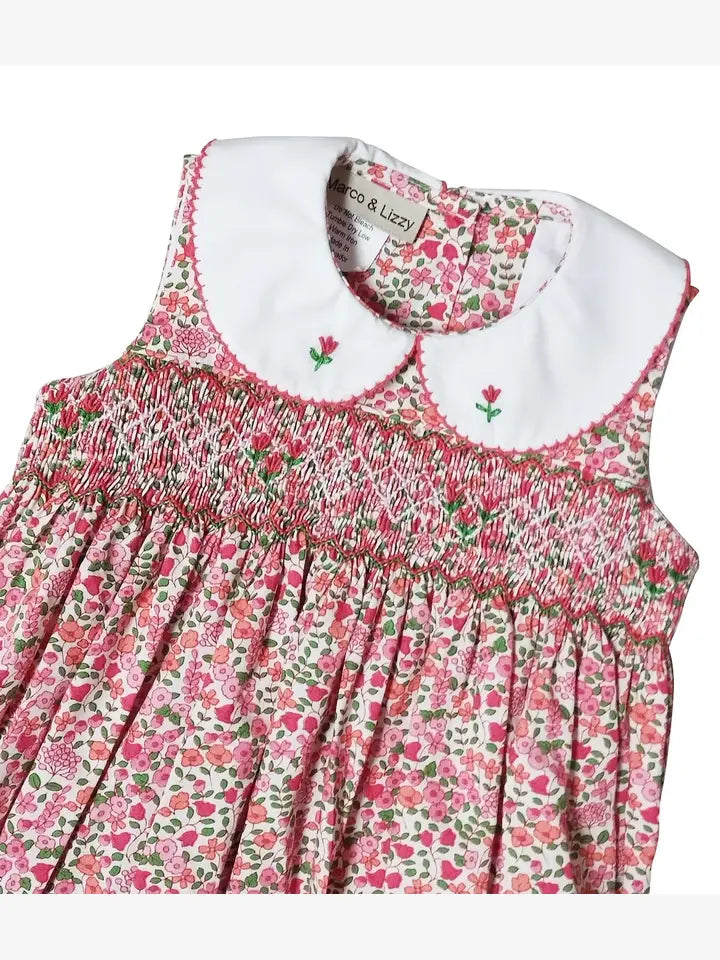 Brooke Spring floral hand smocked baby girl bubble - Little Threads Inc. Children's Clothing