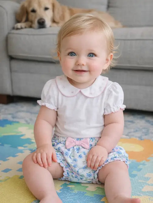 Blue Spring Flowers Baby Girl's Diaper Set - Little Threads Inc. Children's Clothing