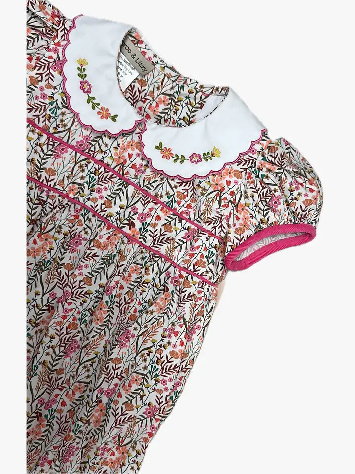 Baby Girl's "Amy & Lucas" Bubble with Embroidered Collar