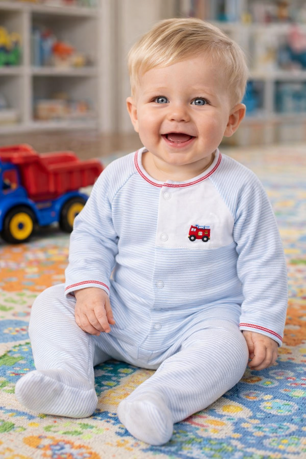 Traffic Print Baby Boy Footie - Little Threads Inc. Children's Clothing