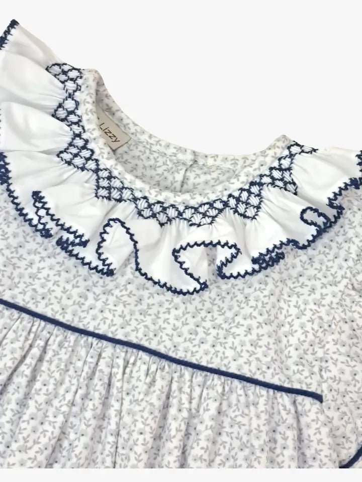 Hand smocked collar float girls dress Christina Collection - Little Threads Inc. Children's Clothing