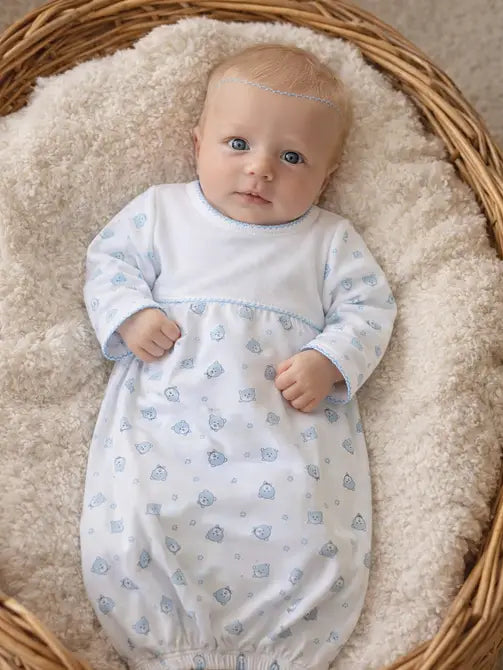 Blue Bears Print Print Baby Pima Cotton Daygown - Little Threads Inc. Children's Clothing