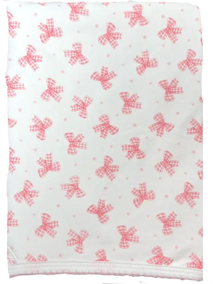 Hand Smocked Blanket Pink Bows Print - Little Threads Inc. Children's Clothing