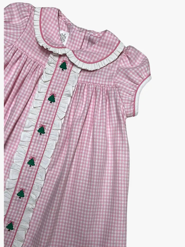 Christmas Tree Pink Flannel Girl's Dress - Little Threads Inc. Children's Clothing