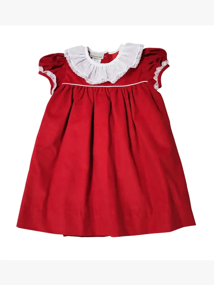 Girl's "Red Christmas" Corduroy Float Dress - Little Threads Inc. Children's Clothing
