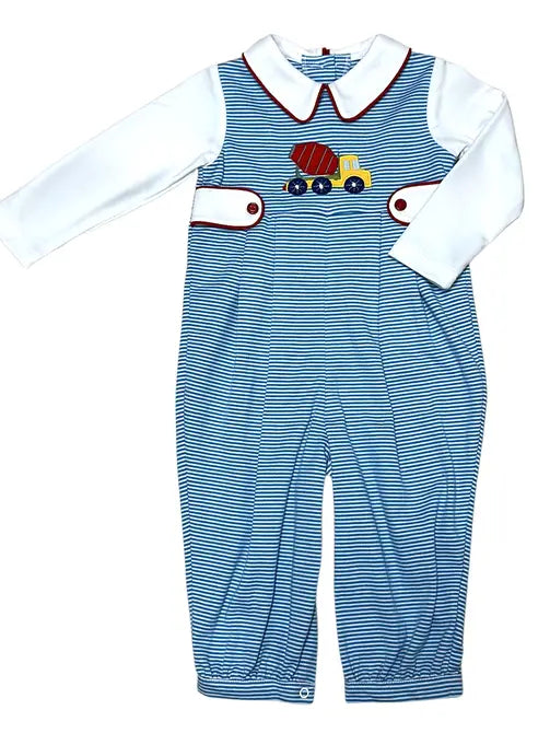 Baby boy applique longall Construction Collection