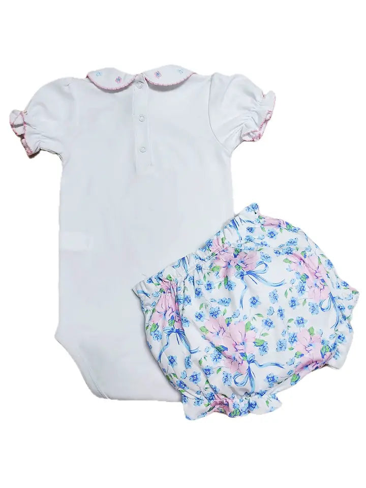 Blue Spring Flowers Baby Girl's Diaper Set - Little Threads Inc. Children's Clothing