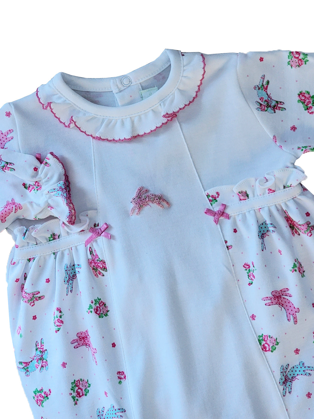 Baby Girl's "Happy Easter" Bunny Print Footie - Little Threads Inc. Children's Clothing