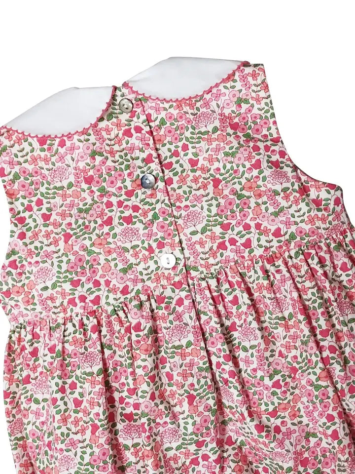 Brooke Spring floral hand smocked baby girl bubble - Little Threads Inc. Children's Clothing