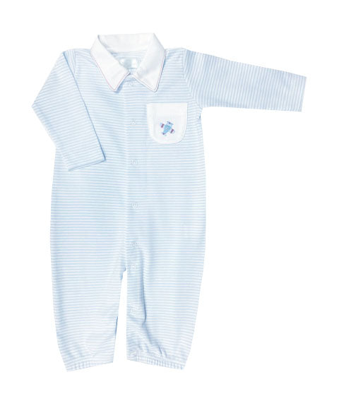 Baby Boy's "Airplanes" Striped Pima Cotton  Converter Gown - Little Threads Inc. Children's Clothing