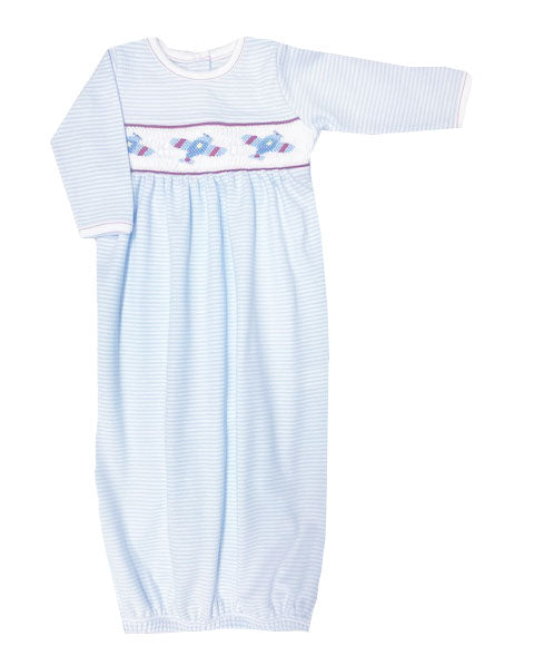 Airplanes Smocked Pima Cotton Baby boy Daygown - Little Threads Inc. Children's Clothing