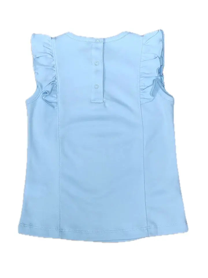 Positano Collection Sky Blue Girl's Pima Top - Little Threads Inc. Children's Clothing