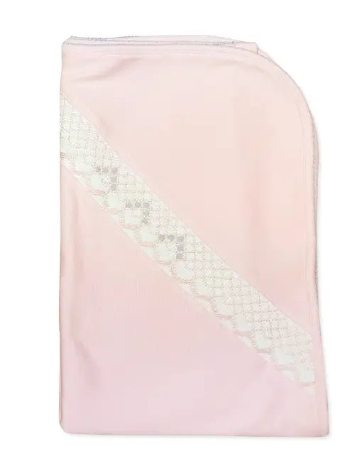 Pink and Blue Smocked Pima Cotton Baby Blanket - Little Threads Inc. Children's Clothing