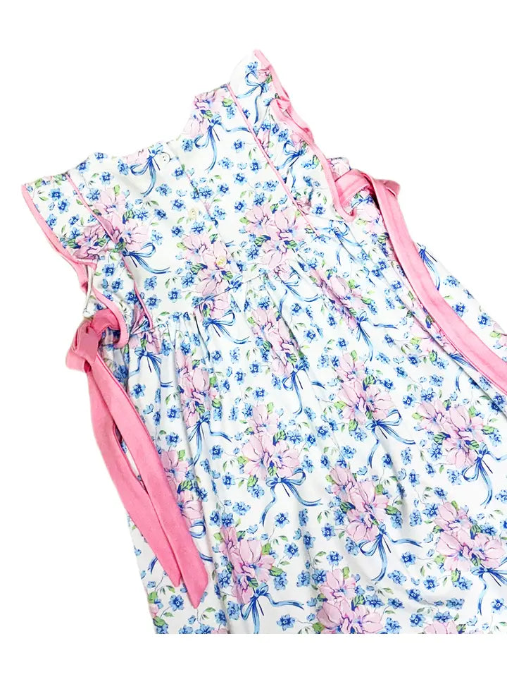 Blue Spring Flowers Ruffle Girl's Dress - Little Threads Inc. Children's Clothing
