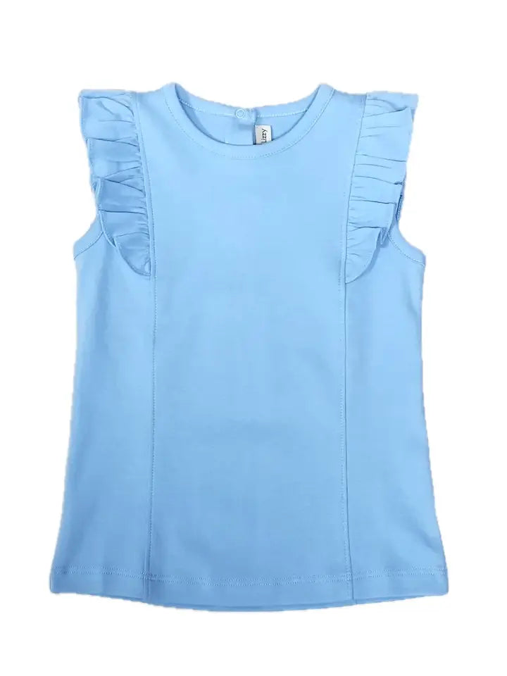 Positano Collection Blue Girl's Pima Top - Little Threads Inc. Children's Clothing