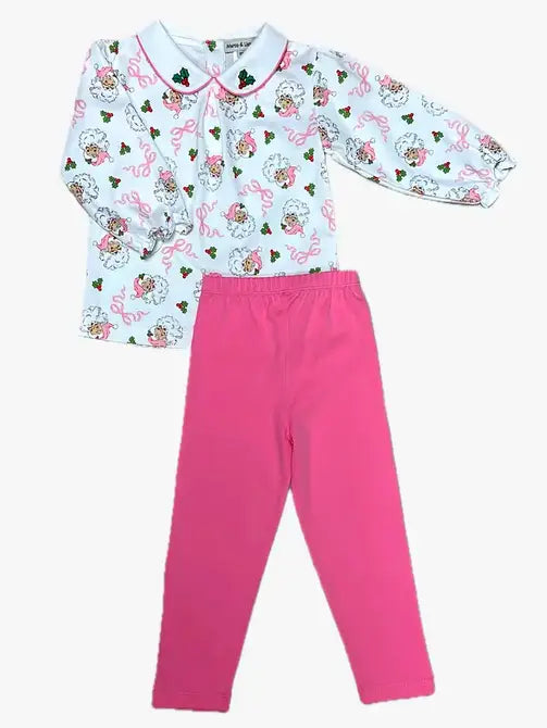 Santa girls legging set Pink Santa Collection - Little Threads Inc. Children's Clothing