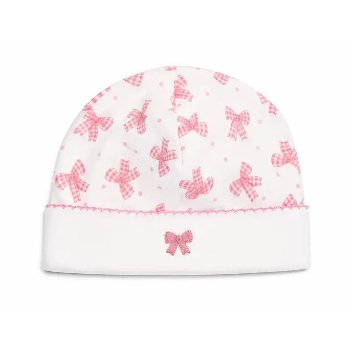 Baby Girl 100% Pima Cotton Hat Pink Bows Print - Little Threads Inc. Children's Clothing
