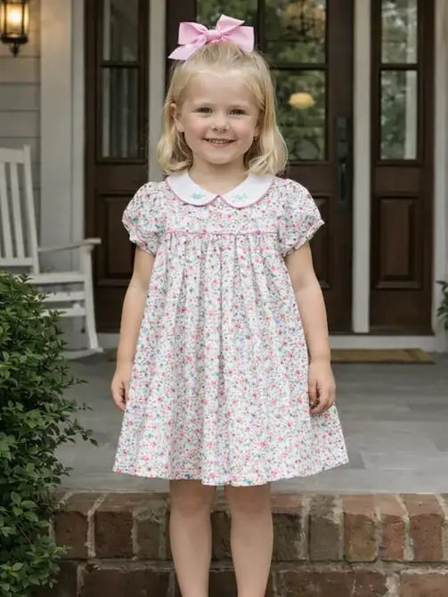 AnnaLynn Girls Float Peter Pan Collar Dress - Little Threads Inc. Children's Clothing