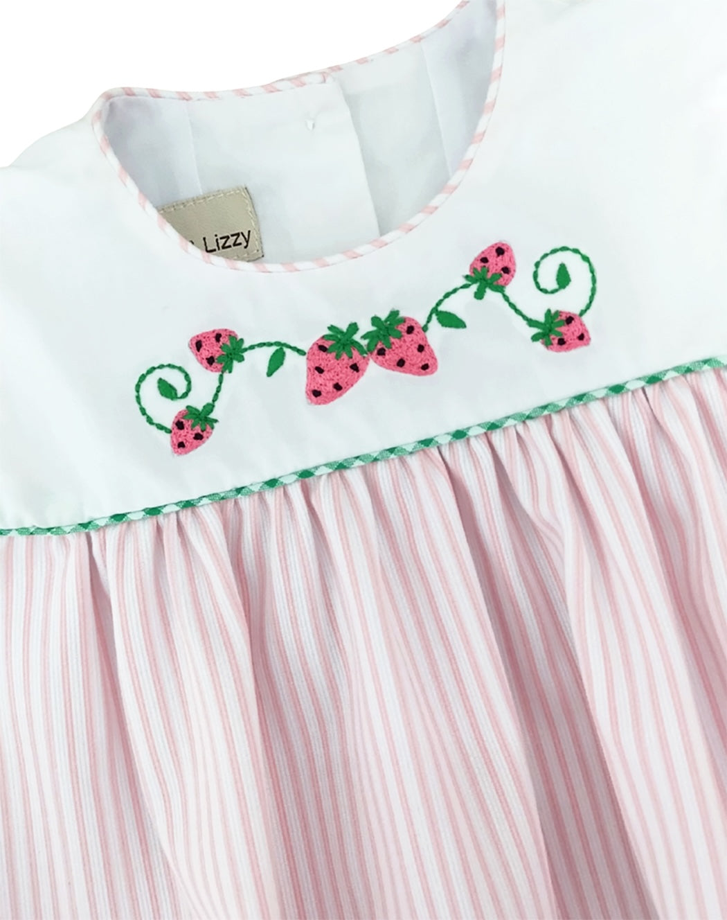 Pink Stripe Pique Strawberry Girl's Bubble - Little Threads Inc. Children's Clothing