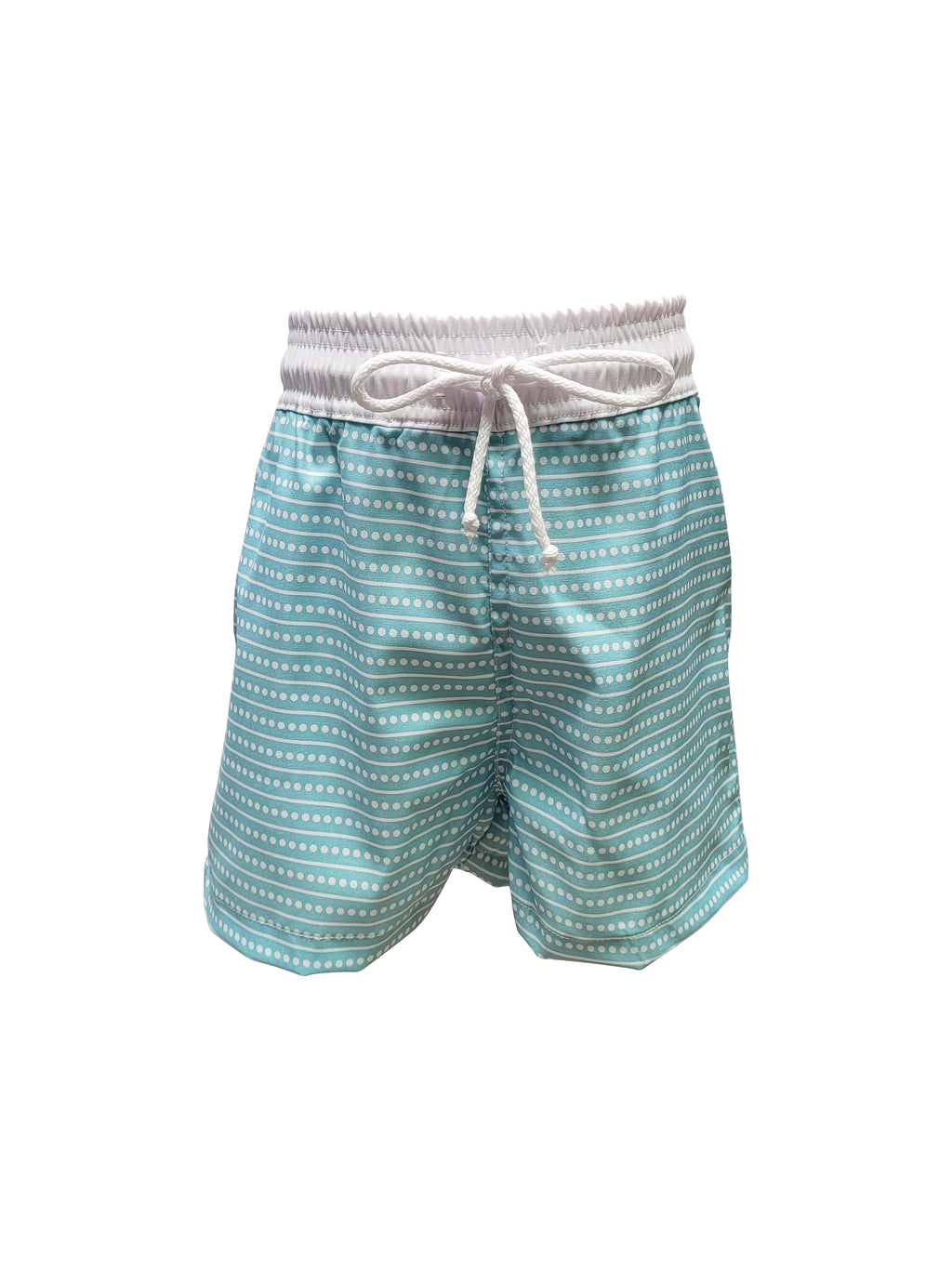 Teal stripes and dots baby boy swim trunks - Little Threads Inc. Children's Clothing