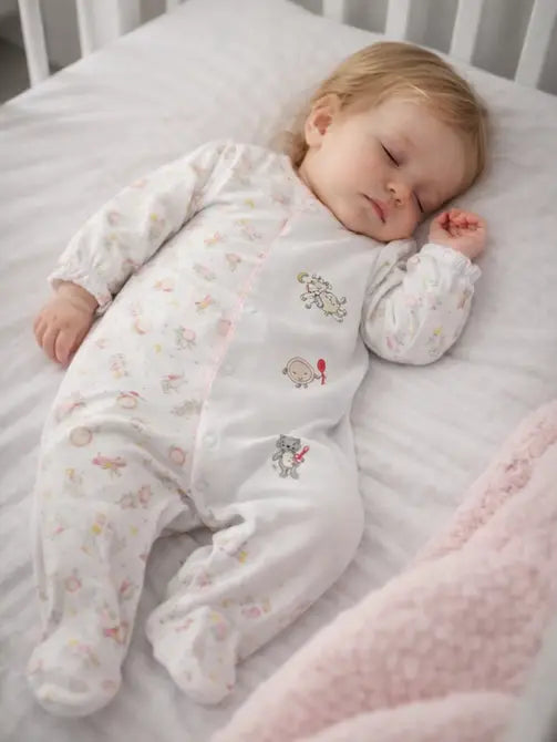 Newborn Baby Girl' "Nursery Rhymes" Print Pima Footie - Little Threads Inc. Children's Clothing