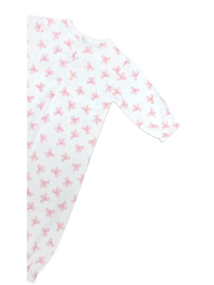 Converter Gown Pink Bows Print 100% Pima Cotton - Little Threads Inc. Children's Clothing
