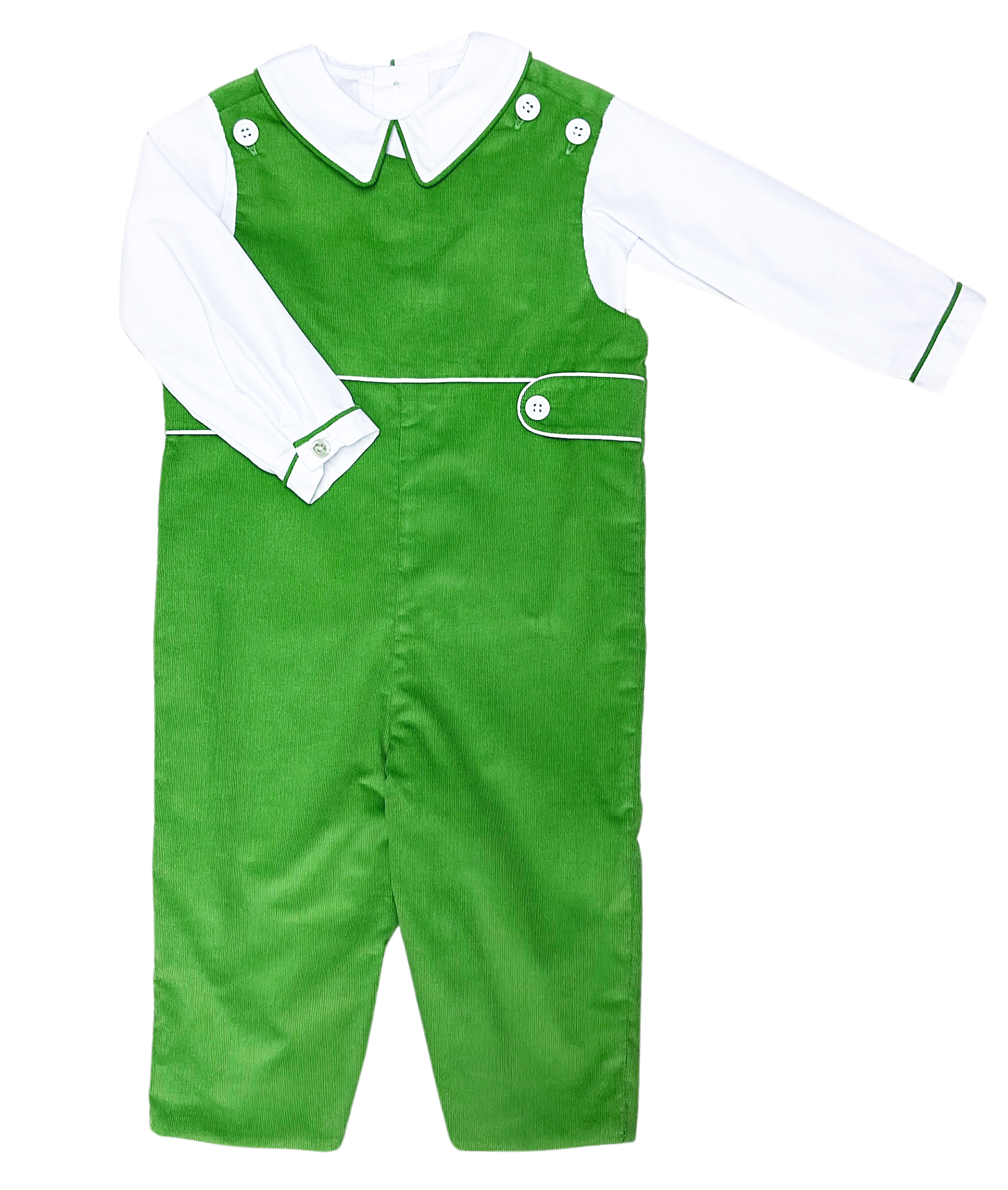 Fall Boy's Green Leaf Overall Set