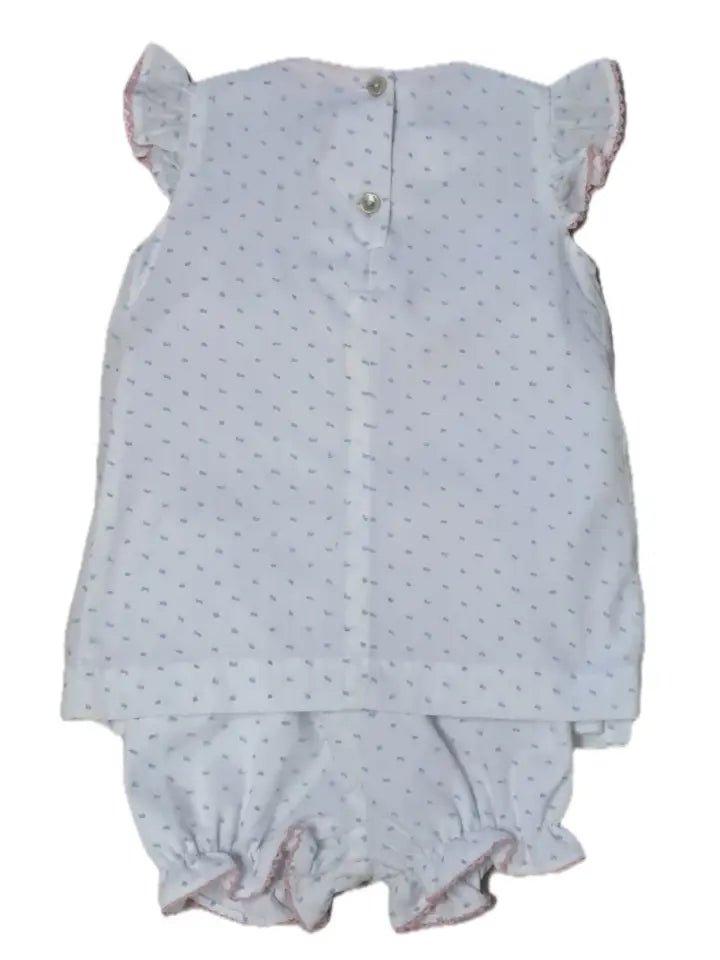 Sweet Spring Blue Plumeti Girl's Smocked Bloomer Set - Little Threads Inc. Children's Clothing