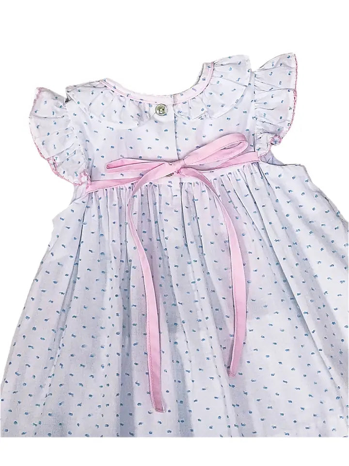 Sweet Spring Blue Plumeti Girl's Hand Smocked Diaper Set - Little Threads Inc. Children's Clothing