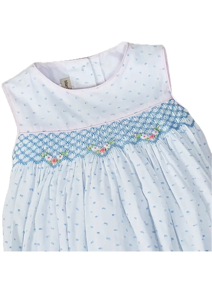 Sweet Spring Blue Smocked Plumeti Baby Girl Bubble - Little Threads Inc. Children's Clothing