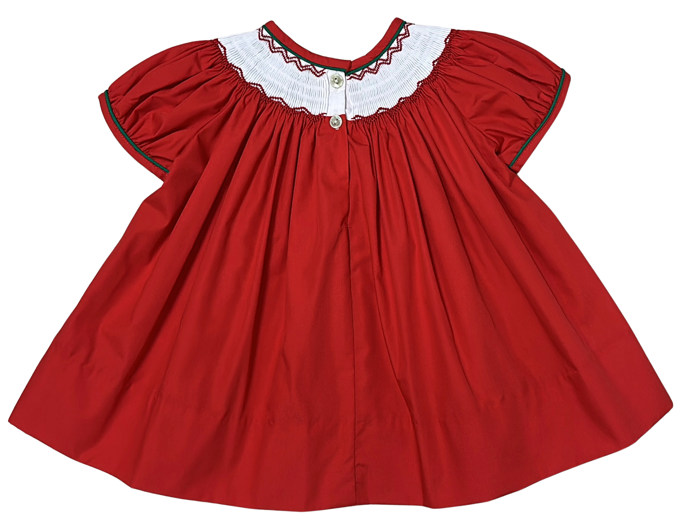 Christmas hand smocked girl's bishop dress