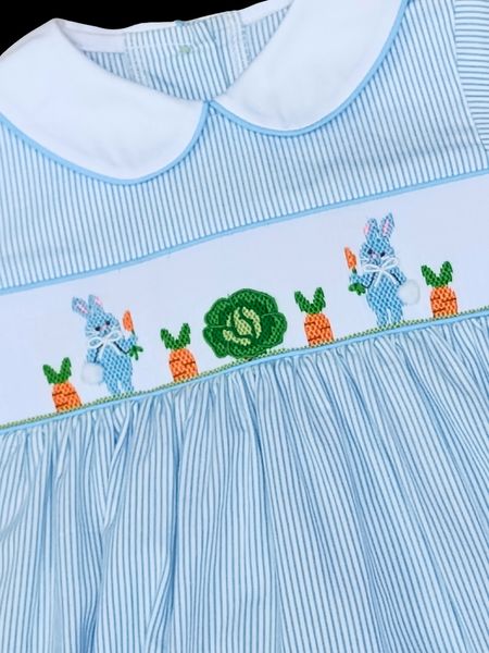 Easter Bunnies Boy Smocked Romper - Little Threads Inc. Children's Clothing