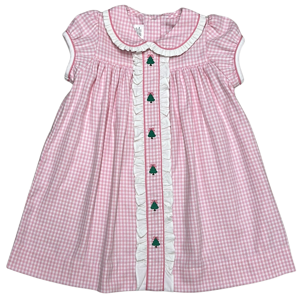Christmas Tree Pink Flannel Girl's Dress - Little Threads Inc. Children's Clothing