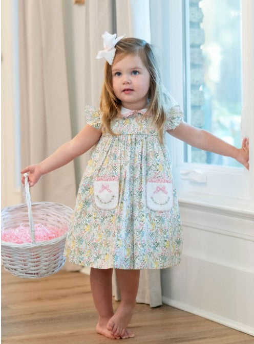 Adrian Floral Print Float Pocket Girls Dress - Little Threads Inc. Children's Clothing