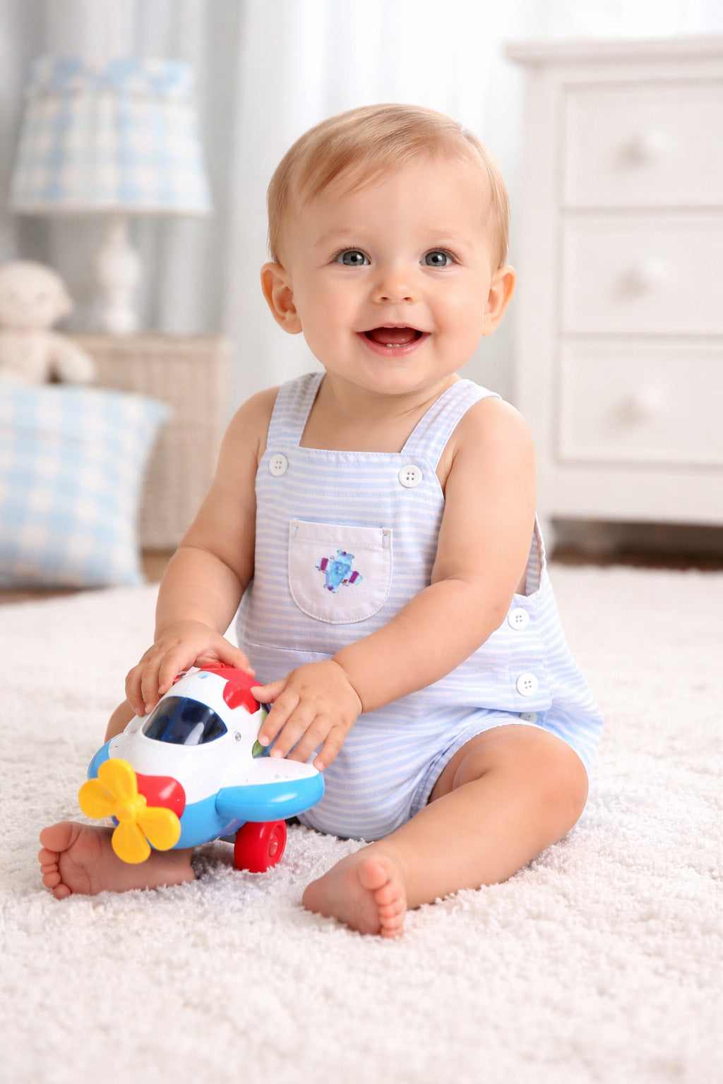 Airplanes Striped Baby Boy Pima Cotton Romper - Little Threads Inc. Children's Clothing