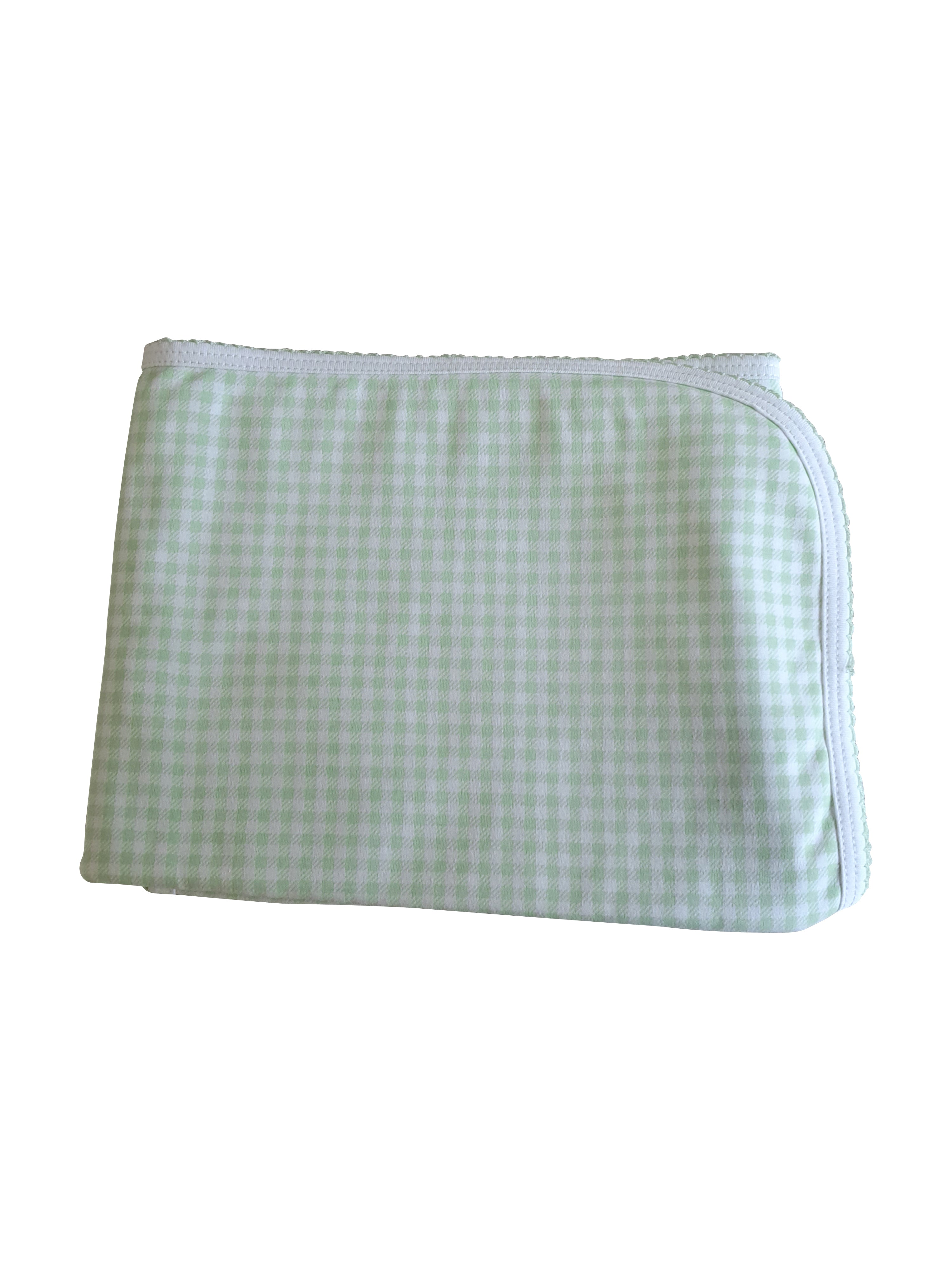 Mint checks monogrammed Pima Cotton Baby blanket - Unisex - Little Threads Inc. Children's Clothing