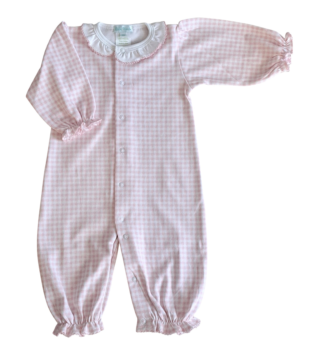 Baby's "Pink Checks" Pima Cotton Converter Gown - Little Threads Inc. Children's Clothing