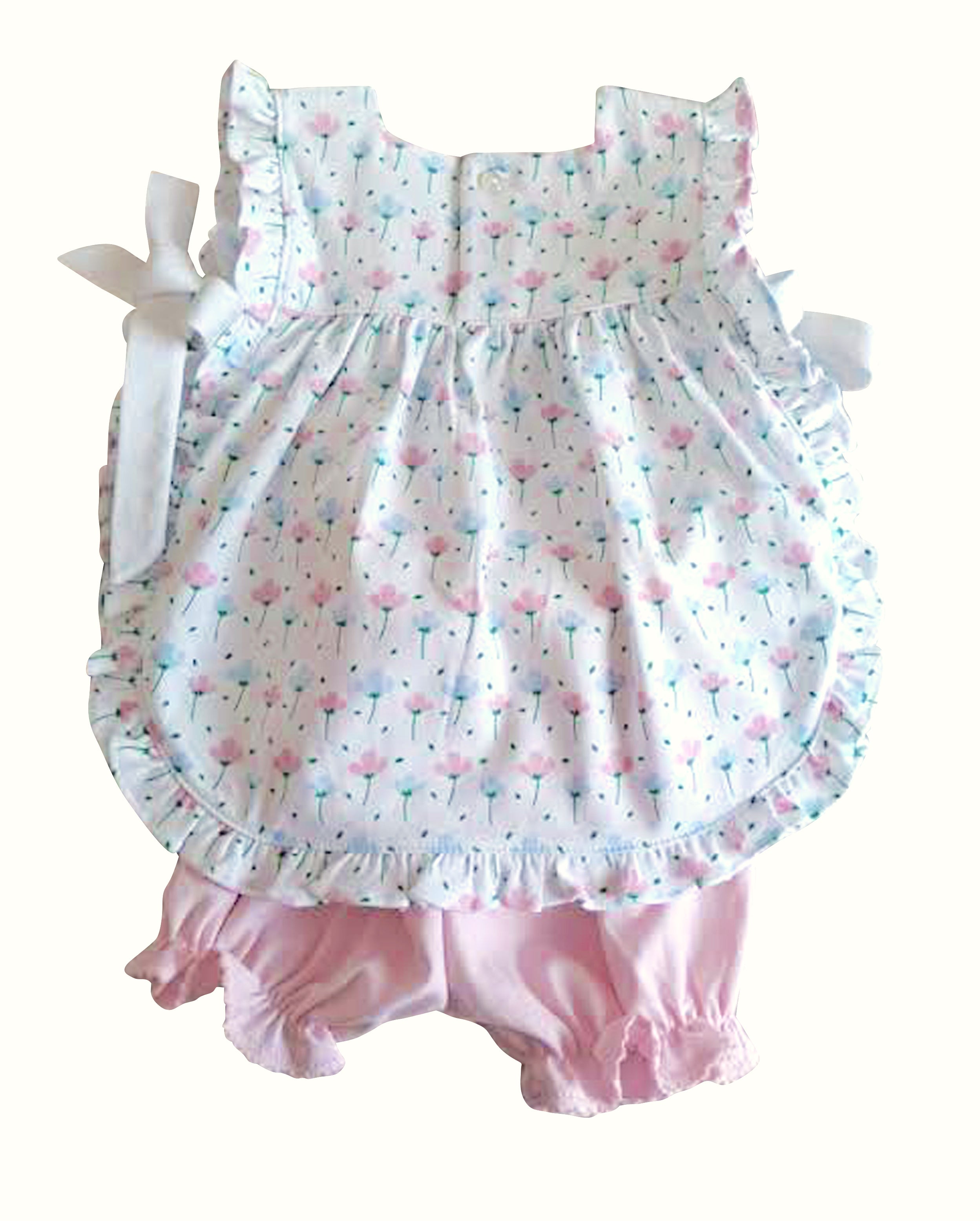 Hand smocked Spring flowers popover Pima Cotton - Little Threads Inc. Children's Clothing