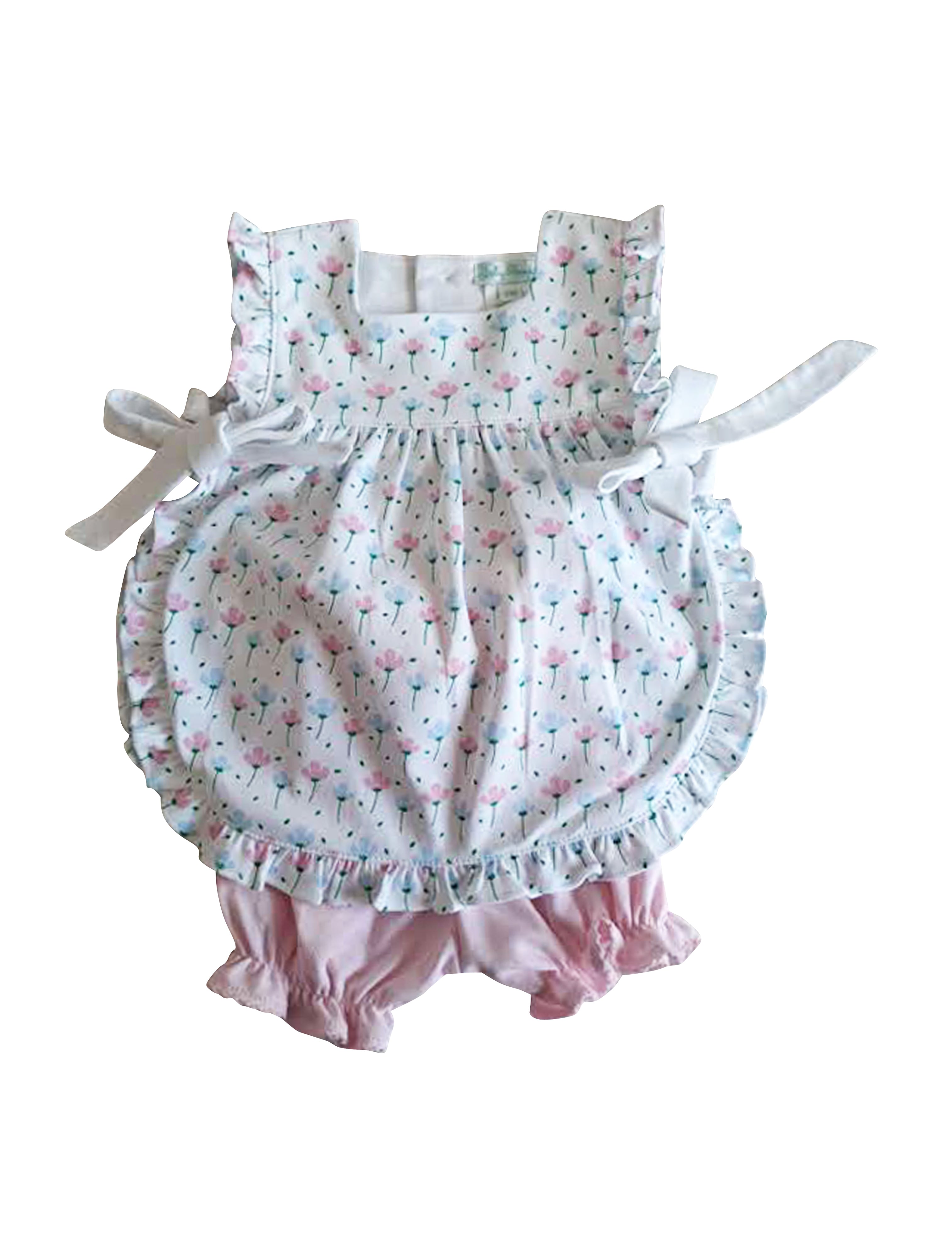 Hand smocked Spring flowers popover Pima Cotton - Little Threads Inc. Children's Clothing