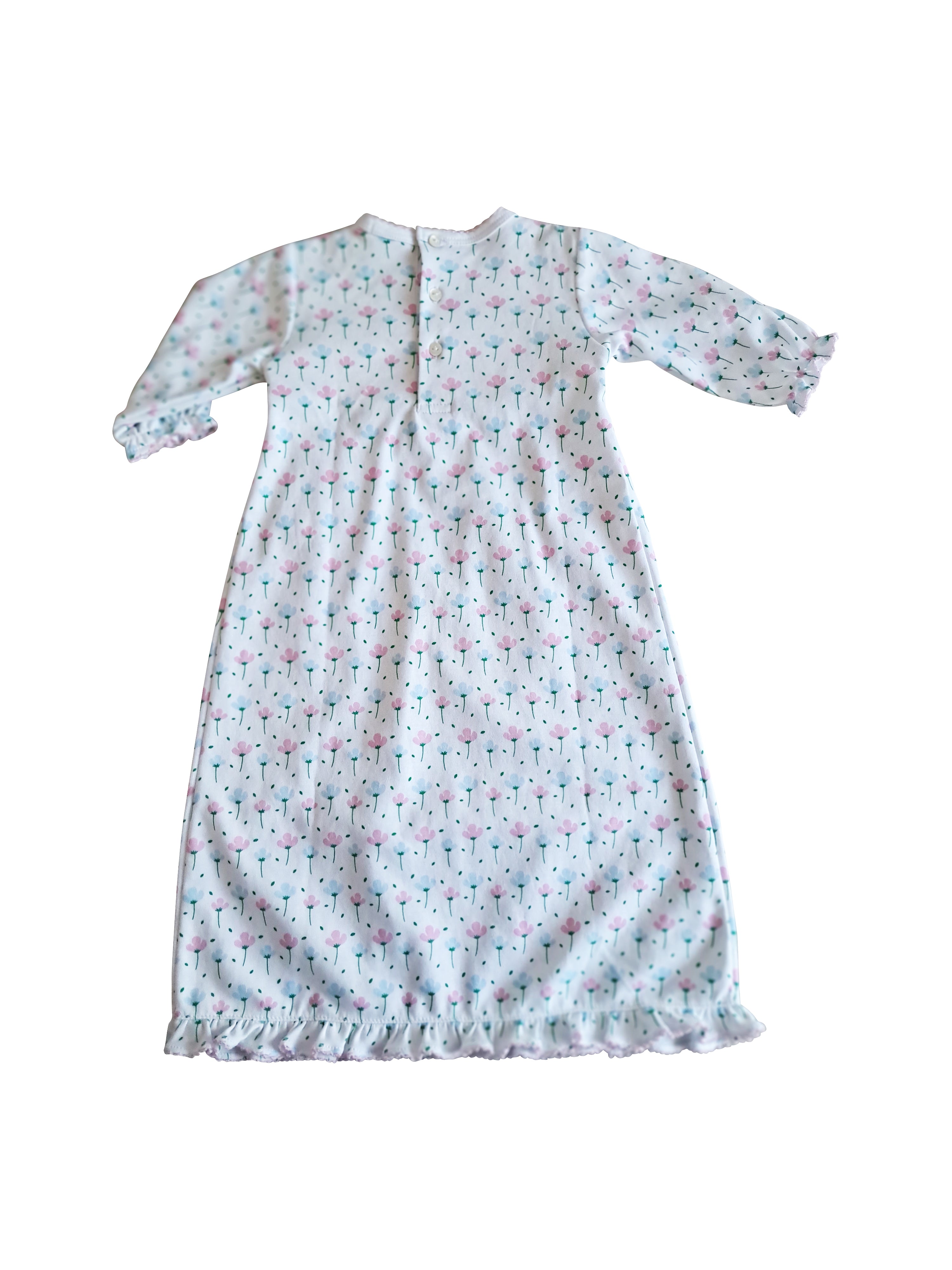 Hand smocked Spring flowers daygown Pima Cotton - Little Threads Inc. Children's Clothing