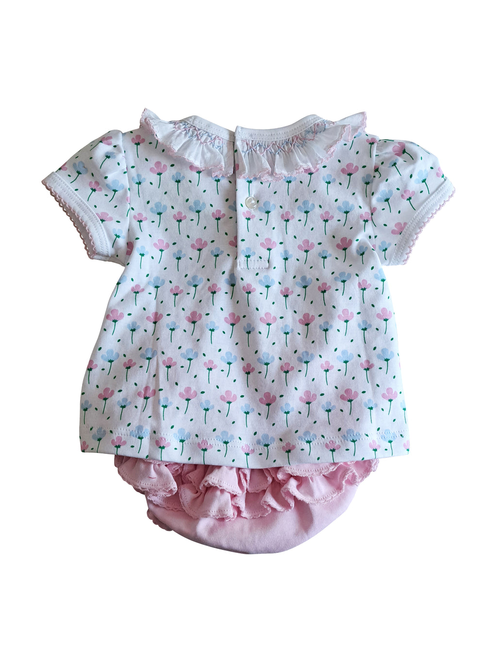 Hand smocked Spring flowers diaper set Pima Cotton - Little Threads Inc. Children's Clothing