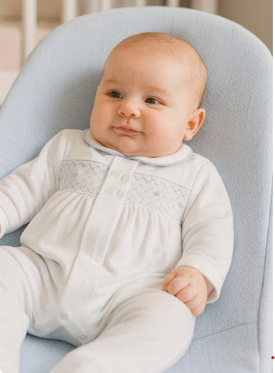 Baby Boy's "Celine and Tom" Hand Smocked Footie - Little Threads Inc. Children's Clothing