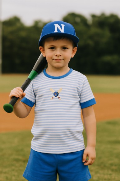 Baseball Applique Boys Short Set - Little Threads Inc. Children's Clothing