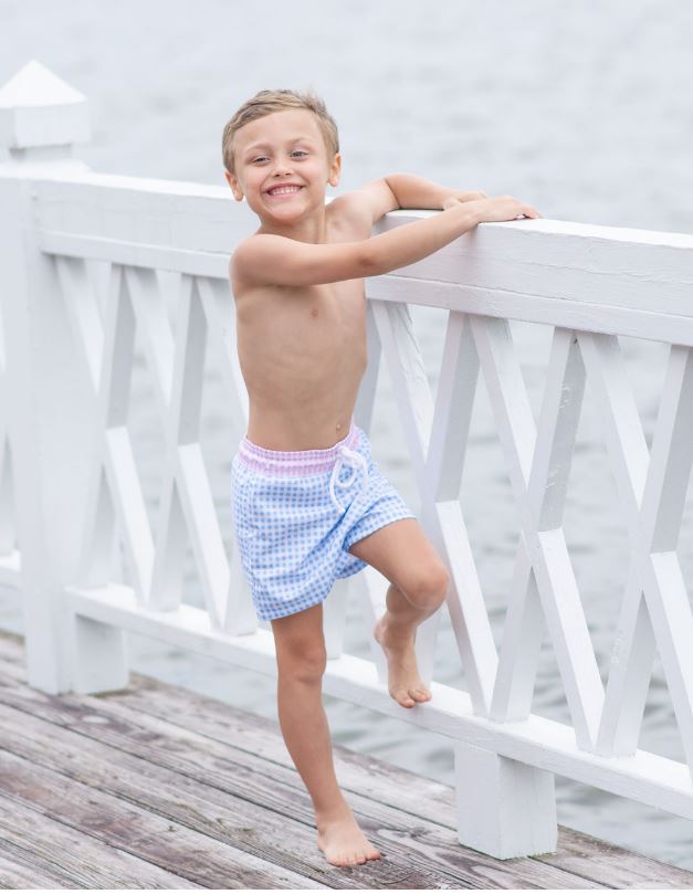 Blue And Pink  Boy's Swim Trunks - Little Threads Inc. Children's Clothing